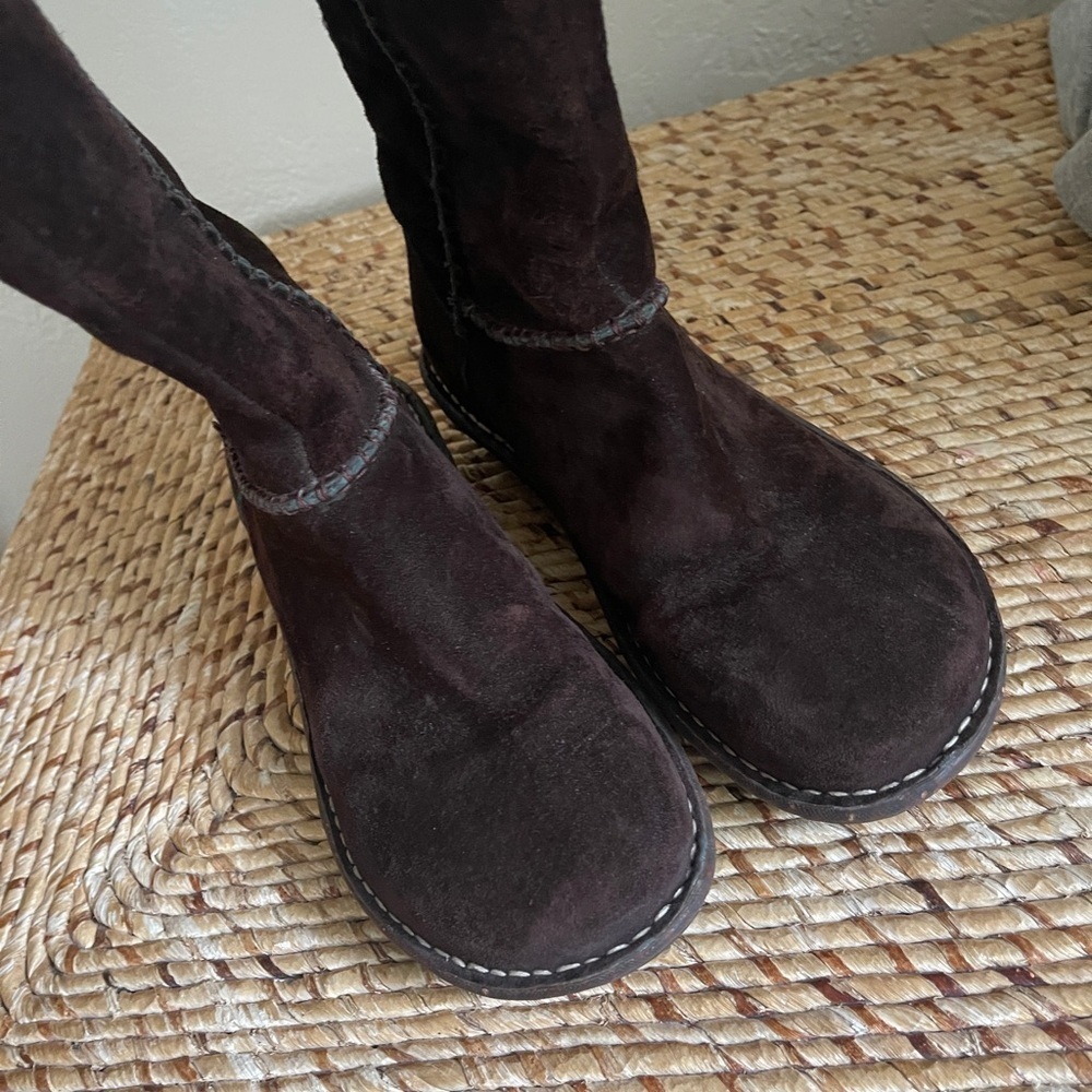 UGG AUSTRALIA 219495 dark brown suede sheepskin mid calf winter boots size 7 - Picture 8 of 14